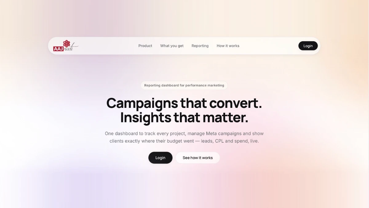 AAJneeti Reporting Dashboard — one dashboard for campaigns, leads, CPL and spend